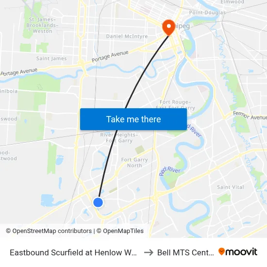 Eastbound Scurfield at Henlow West to Bell MTS Centre map