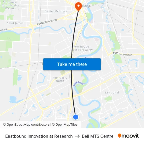 Eastbound Innovation at Research to Bell MTS Centre map