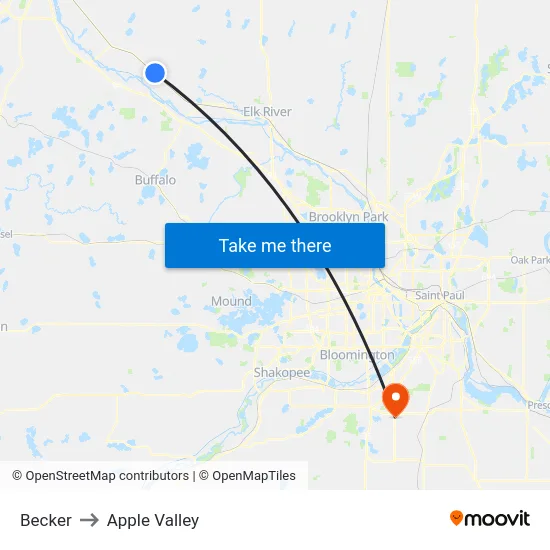Becker to Apple Valley map