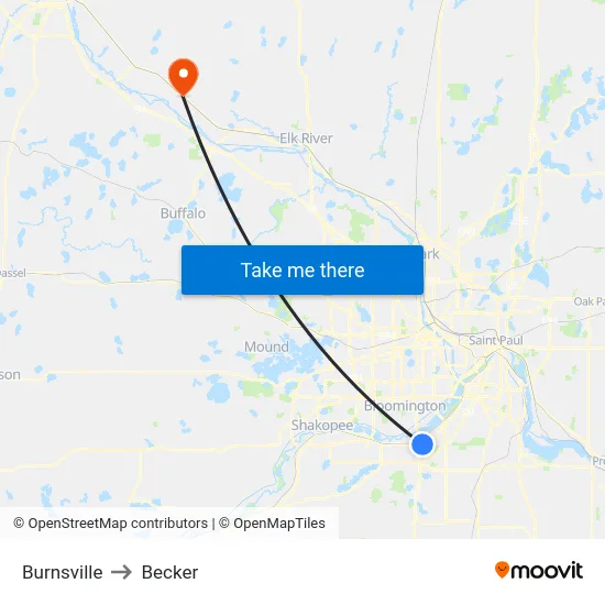 Burnsville to Becker map