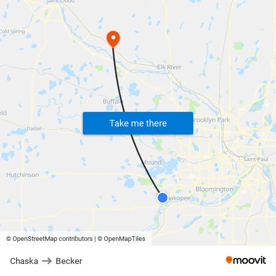 Chaska to Becker map