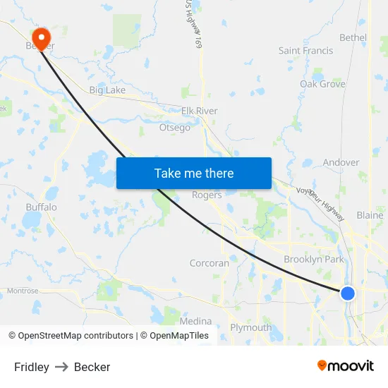 Fridley to Becker map