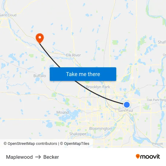 Maplewood to Becker map