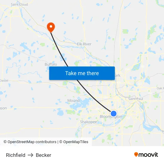 Richfield to Becker map