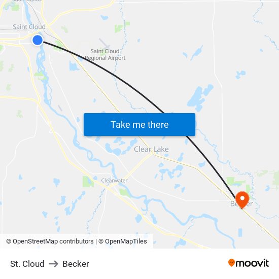 St. Cloud to Becker map