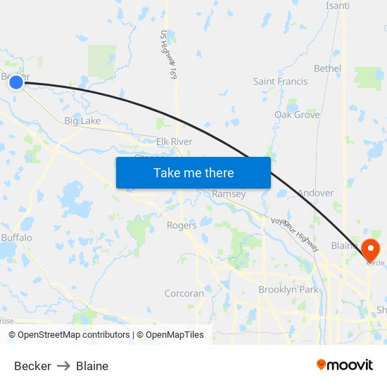 Becker to Blaine map