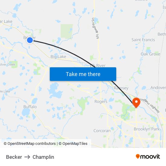 Becker to Champlin map