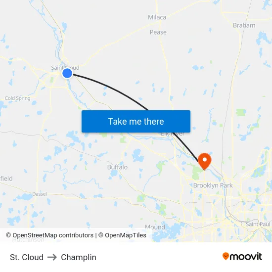 St. Cloud to Champlin map