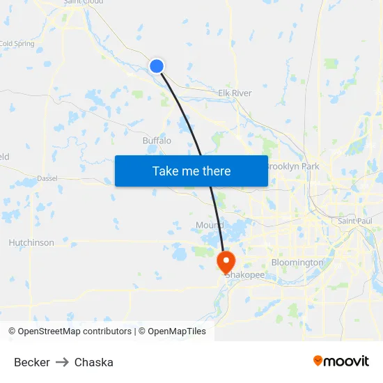 Becker to Chaska map
