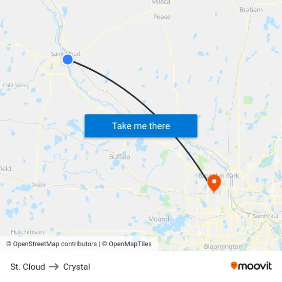 St. Cloud to Crystal map