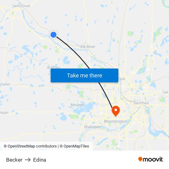 Becker to Edina map