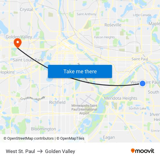 West St. Paul to Golden Valley map