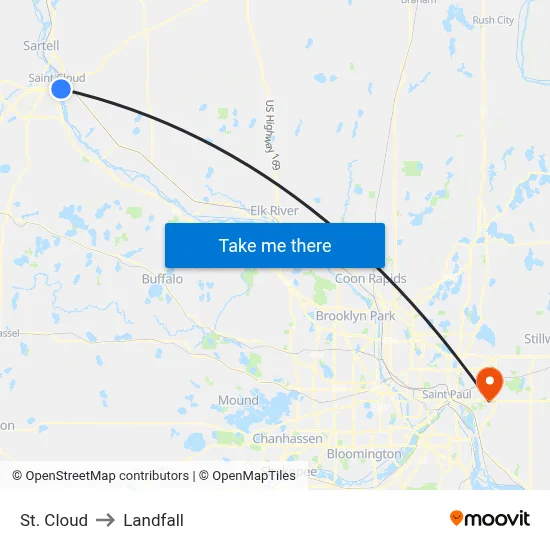 St. Cloud to Landfall map