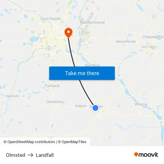 Olmsted to Landfall map