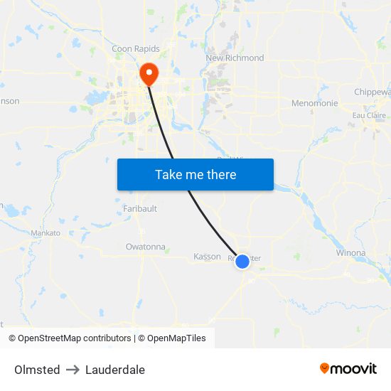 Olmsted to Lauderdale map