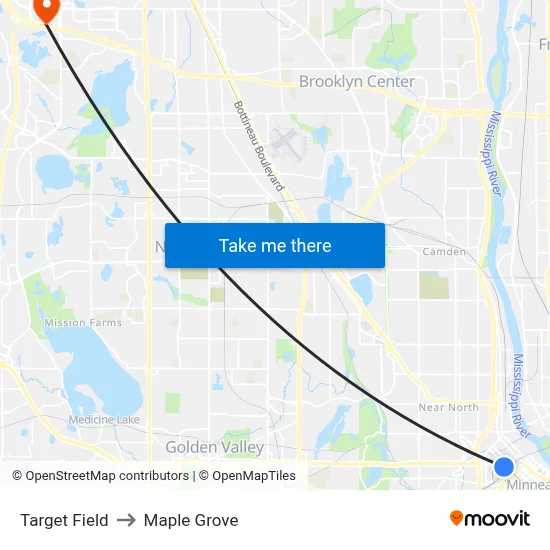 Target Field to Maple Grove map