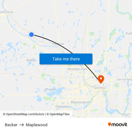 Becker to Maplewood map