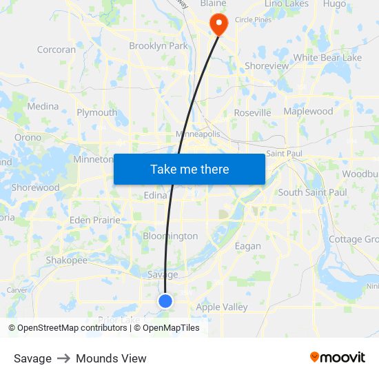 Savage to Mounds View map