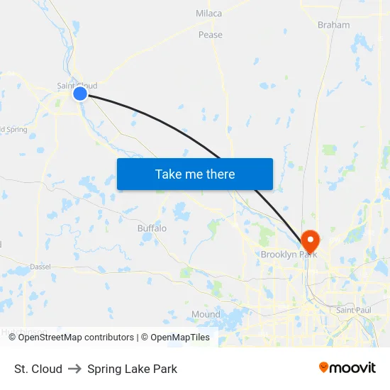 St. Cloud to Spring Lake Park map