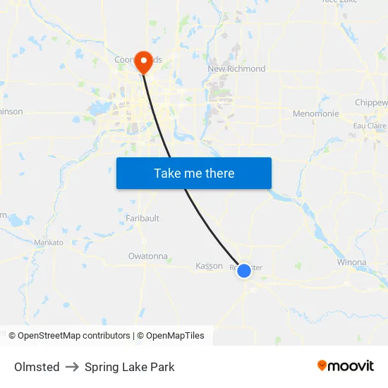 Olmsted to Spring Lake Park map