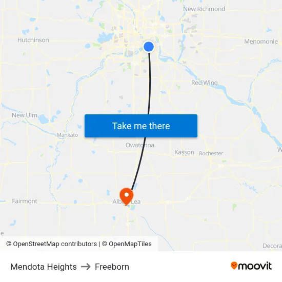 Mendota Heights to Freeborn map