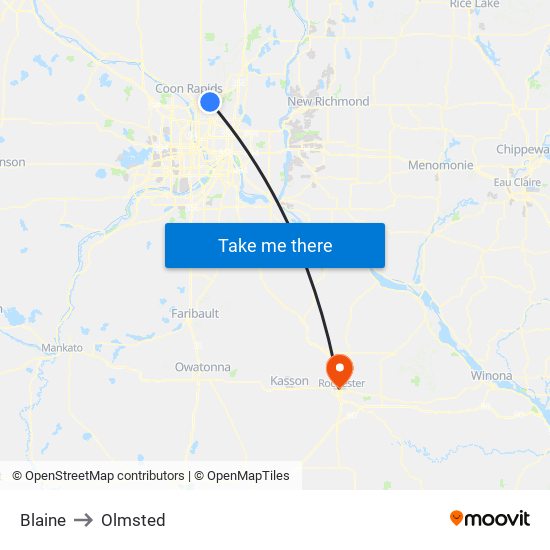 Blaine to Olmsted map