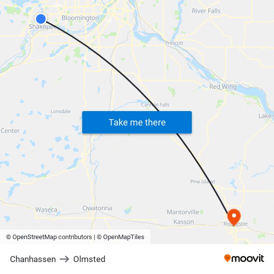 Chanhassen to Olmsted map