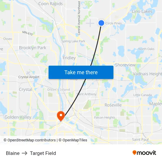 Blaine to Target Field map