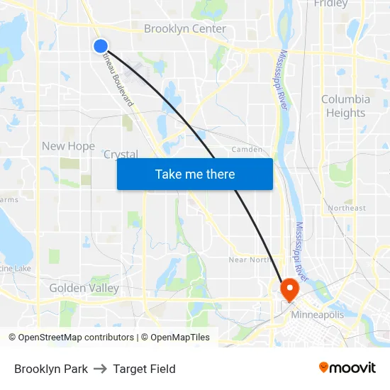 Brooklyn Park to Target Field map