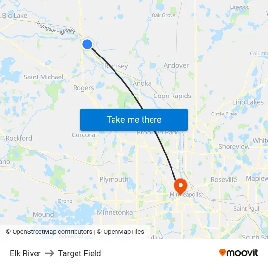 Elk River to Target Field map