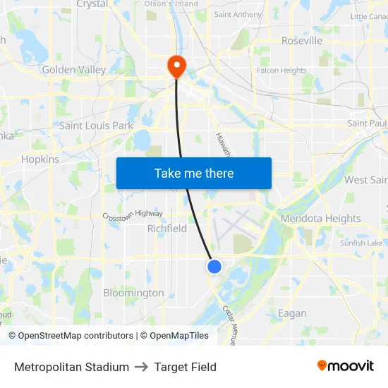 Metropolitan Stadium to Target Field map