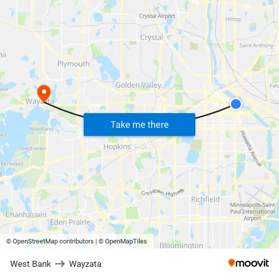 West Bank to Wayzata map