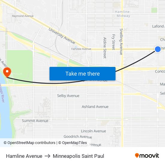 Hamline Avenue to Minneapolis Saint Paul map