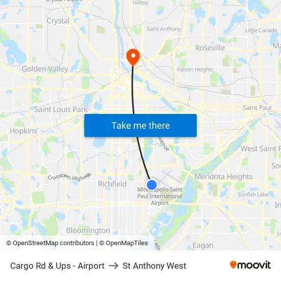 Cargo Rd & Ups - Airport to St Anthony West map