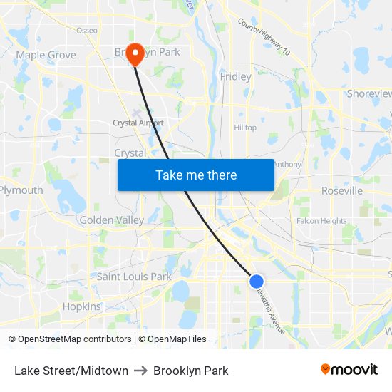 Lake Street/Midtown to Brooklyn Park map