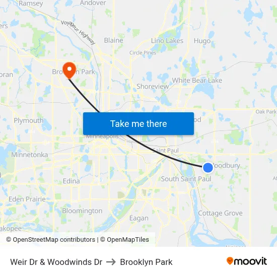 Weir Dr & Woodwinds Dr to Brooklyn Park map