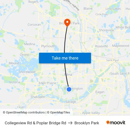 Collegeview Rd & Poplar Bridge Rd to Brooklyn Park map