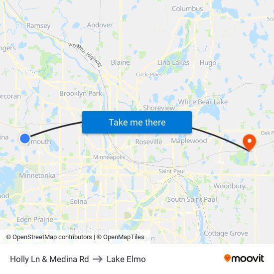 Holly Ln & Medina Rd to Lake Elmo map