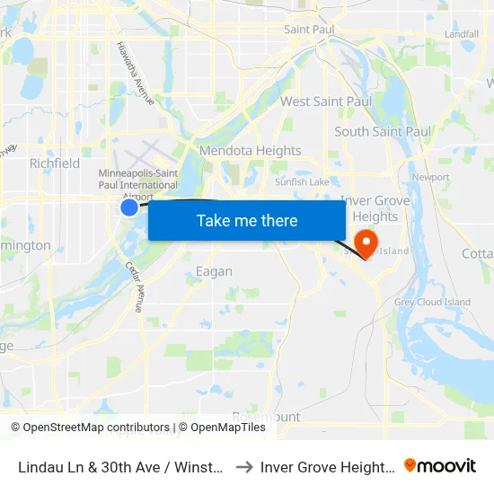 Lindau Ln & 30th Ave / Winstead Way to Inver Grove Heights, MN map