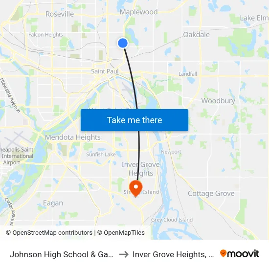 Johnson High School & Gate B to Inver Grove Heights, MN map