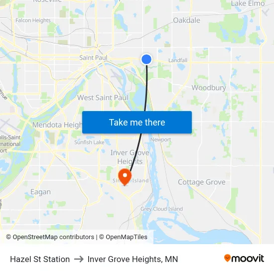 Hazel St Station to Inver Grove Heights, MN map