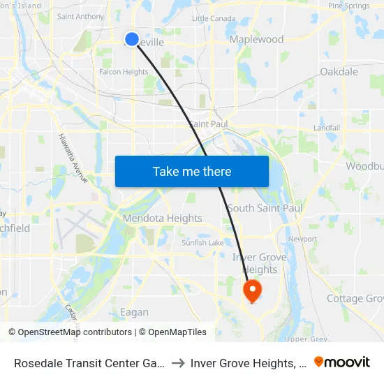 Rosedale Transit Center Gate C to Inver Grove Heights, MN map