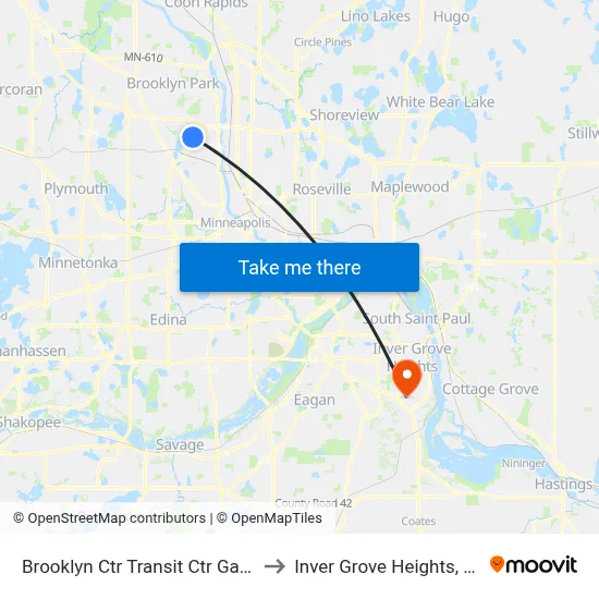Brooklyn Ctr Transit Ctr Gate F to Inver Grove Heights, MN map