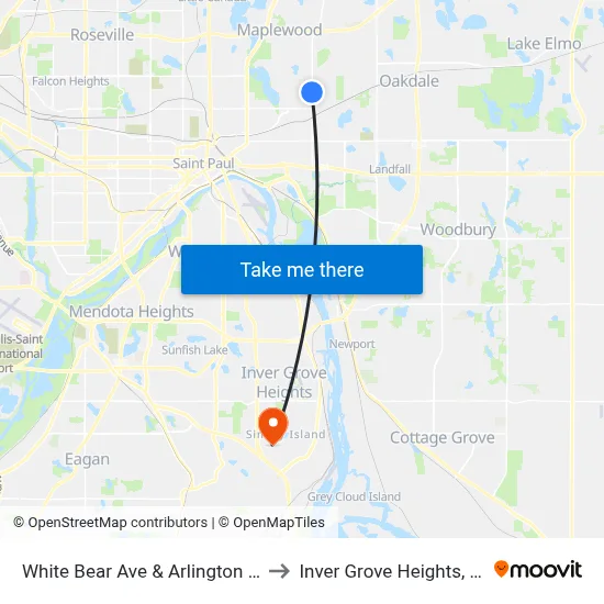 White Bear Ave & Arlington Ave to Inver Grove Heights, MN map