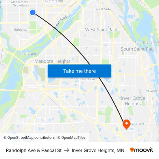 Randolph Ave & Pascal St to Inver Grove Heights, MN map