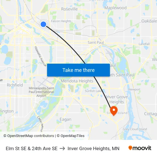Elm St SE & 24th Ave SE to Inver Grove Heights, MN map