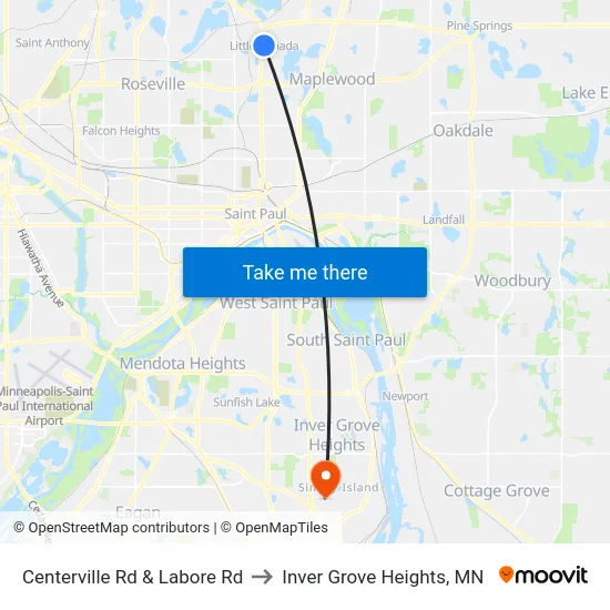 Centerville Rd & Labore Rd to Inver Grove Heights, MN map