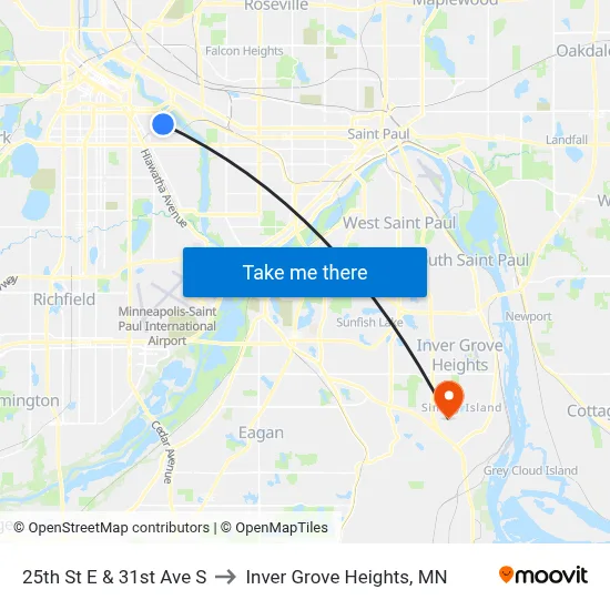 25th St E & 31st Ave S to Inver Grove Heights, MN map