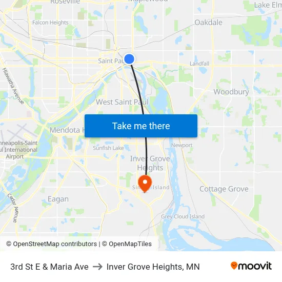 3rd St E & Maria Ave to Inver Grove Heights, MN map