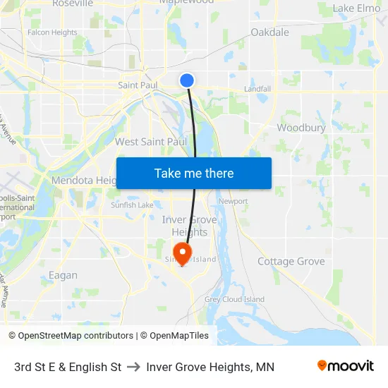 3rd St E & English St to Inver Grove Heights, MN map